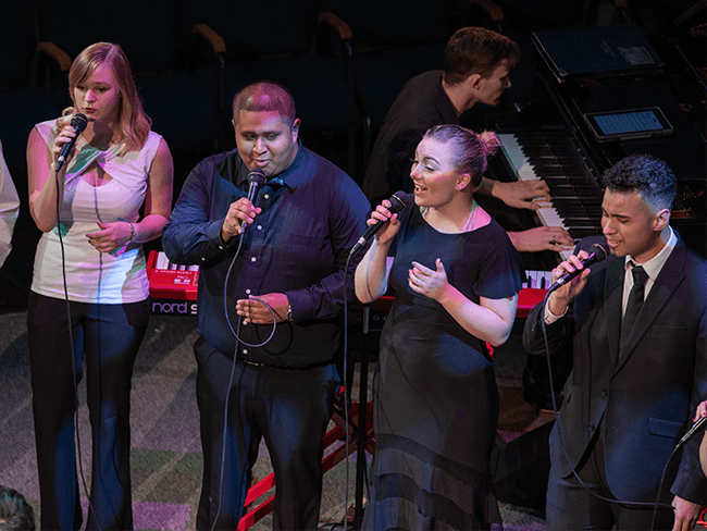 Music students performing Freeform concert