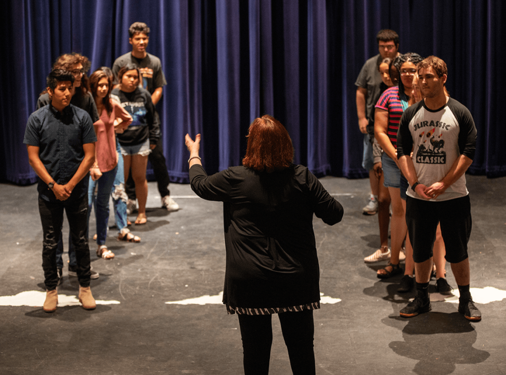 Theatre class instruction on stage