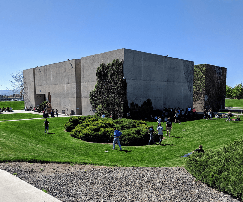 Exterior of CBC Arts Center Building with students